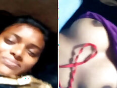 Shy Desi Indian girl wants her boyfriend to leave her alone, but he keeps taking her boobs off